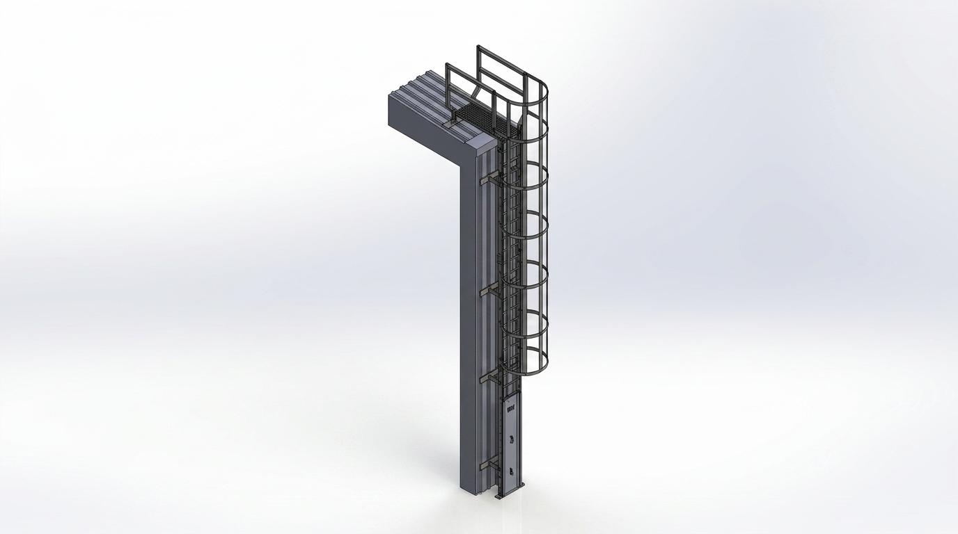 7m Caged Access Ladder render