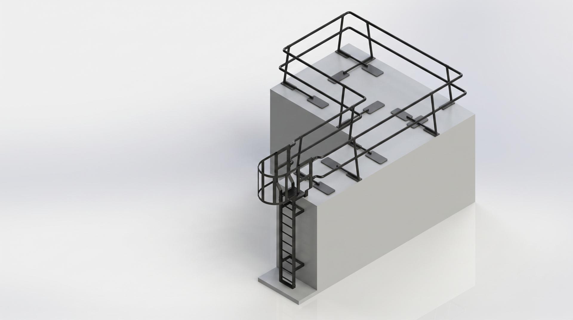 Roof AOV Access Ladder System render