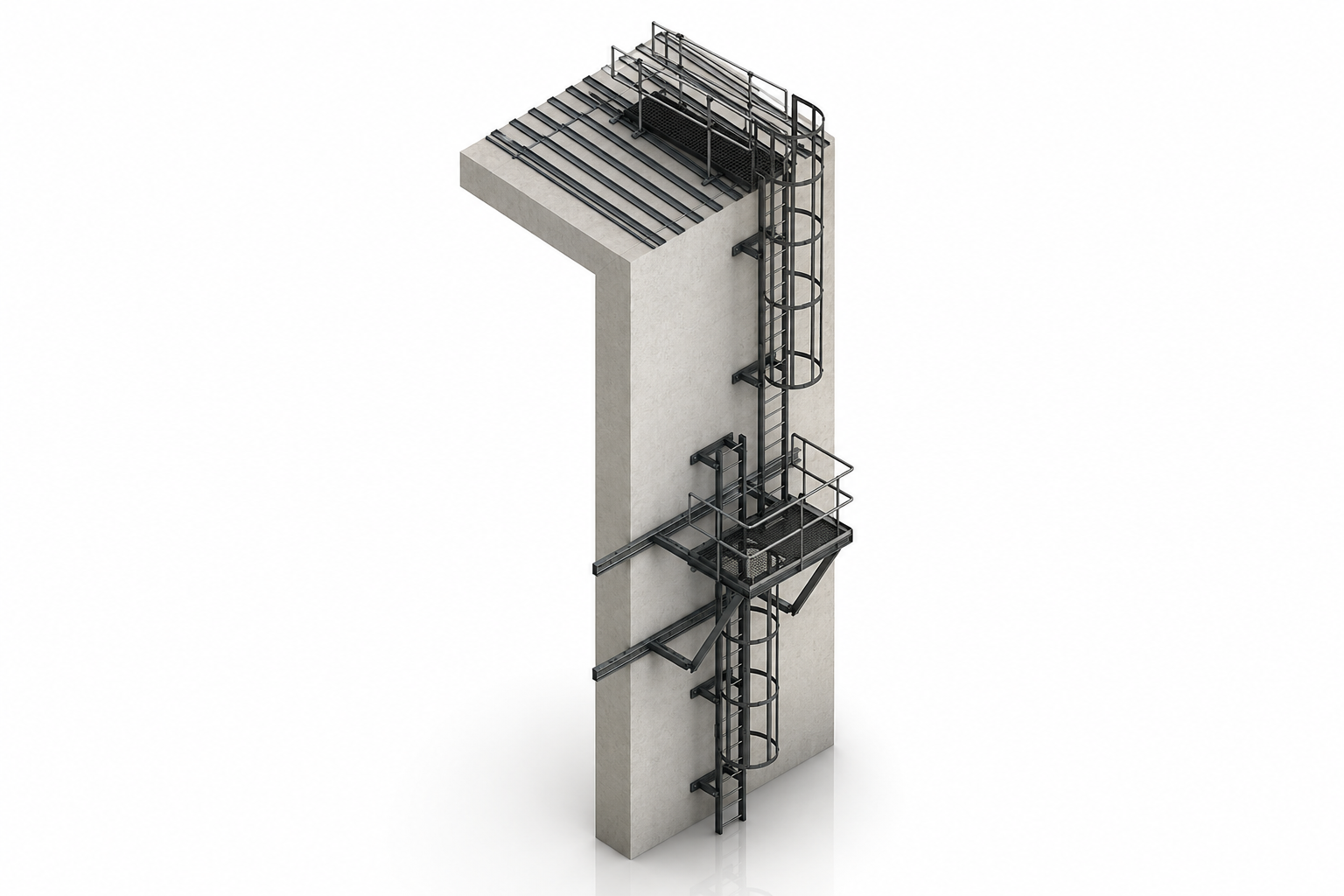 Multi-Level Roof Access Ladder System