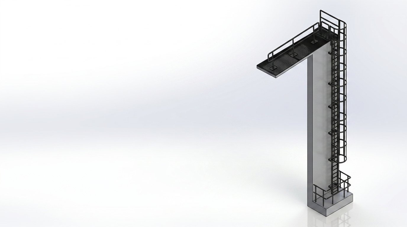 High-Level Caged Access Ladder